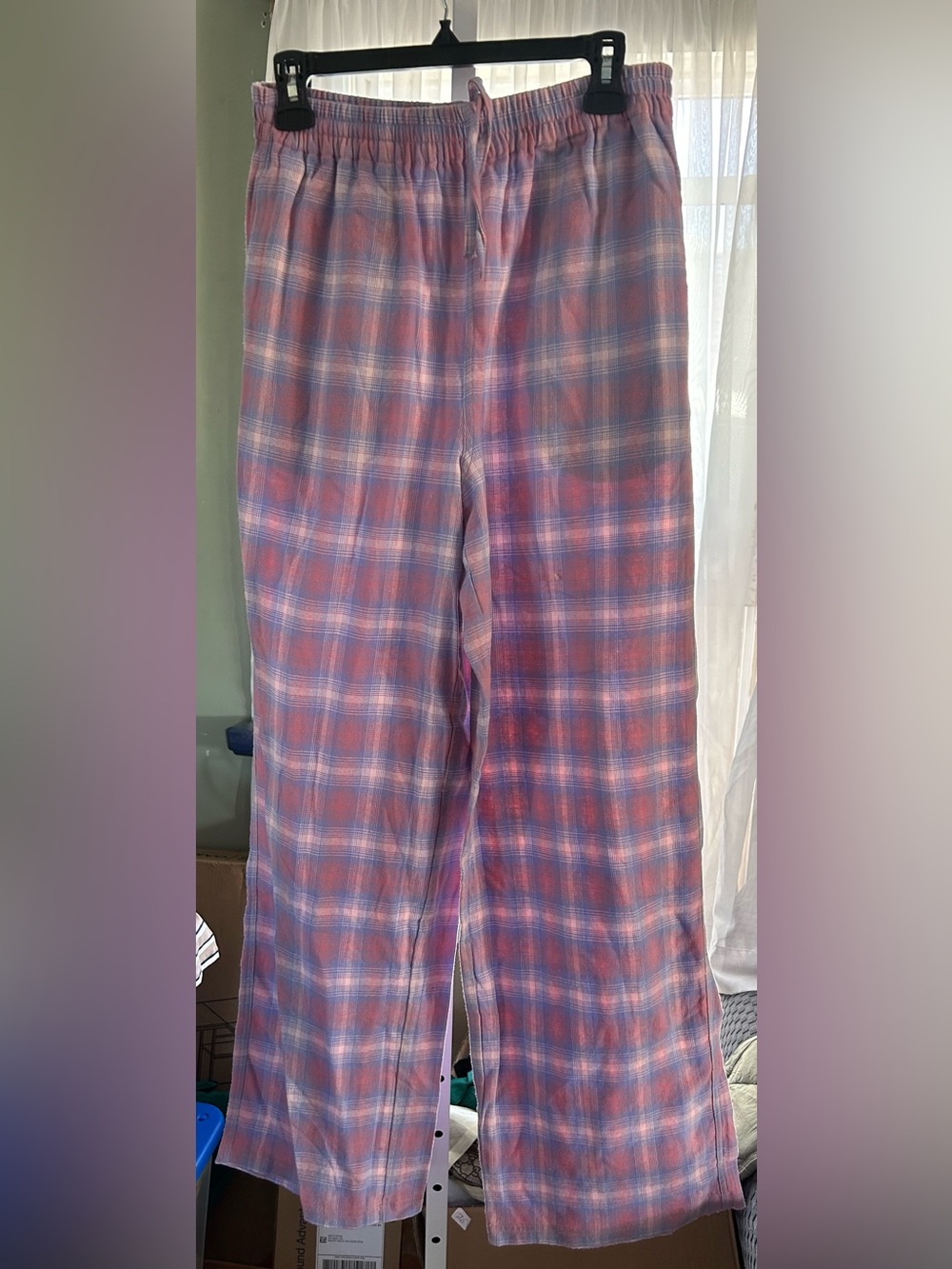 SKIMS Oversized Plaid Sleep Pants in the color Cotton Candy